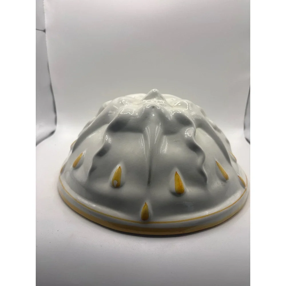 Vintage Ceramic Sun Face Mold Wall Hanging White Yellow Celestial Decor 8.5